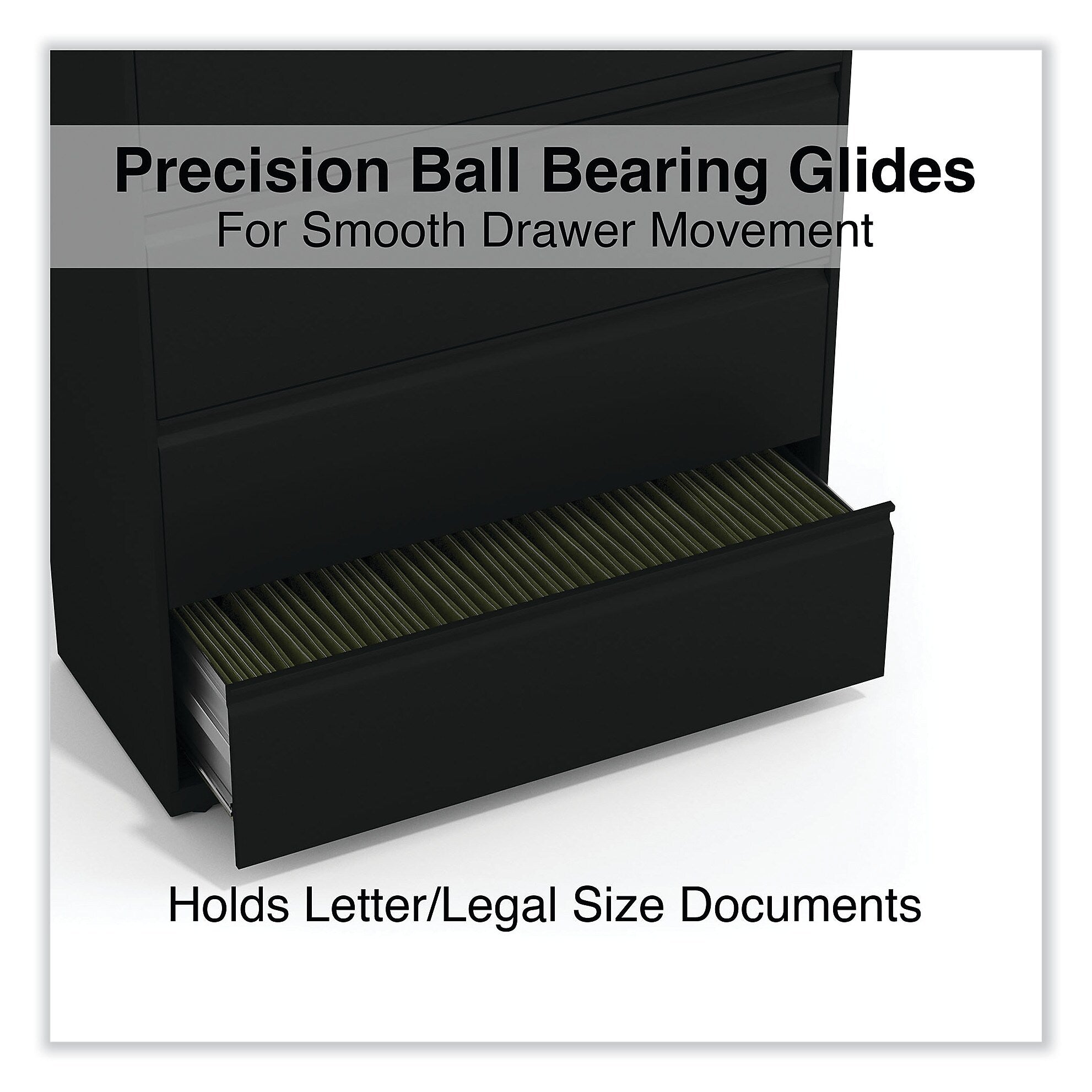 Alera 4-Drawer Lateral File Cabinet, Locking, Letter/Legal, Black, 42.13" (ALELF4254BL)