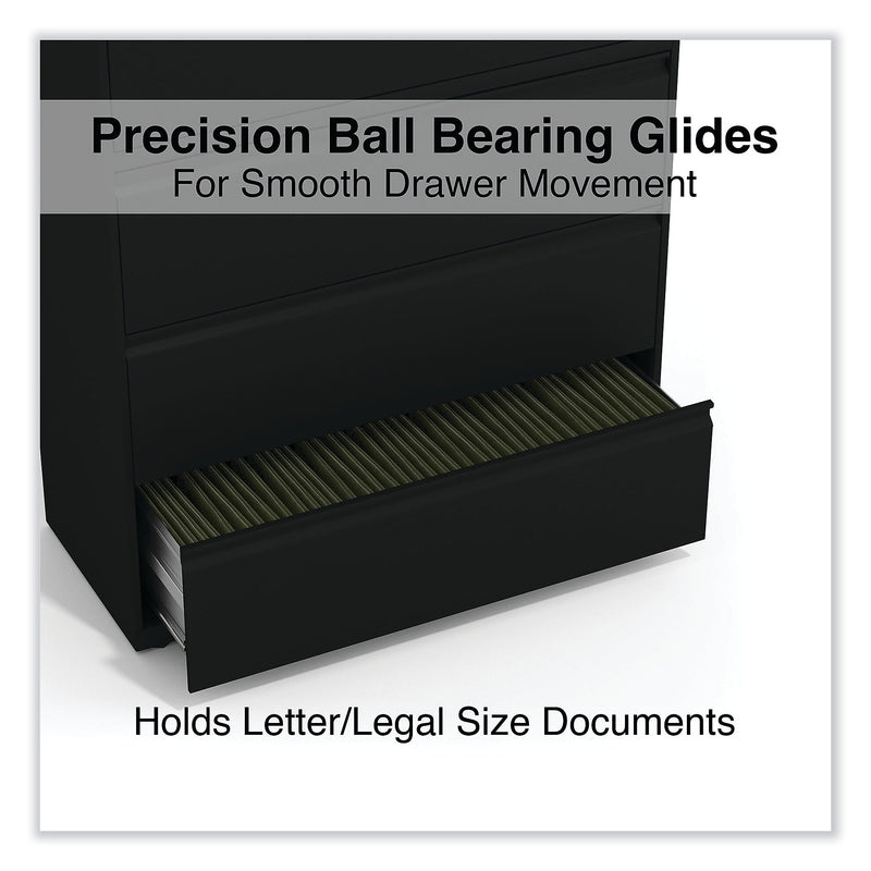 Alera 4-Drawer Lateral File Cabinet, Locking, Letter/Legal, Black, 42.13" (ALELF4254BL)
