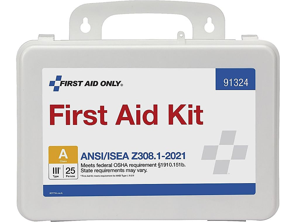 First Aid Only Plastic First Aid Kit, ANSI 2021 Class A, 25 People, 94 Pieces (91324)