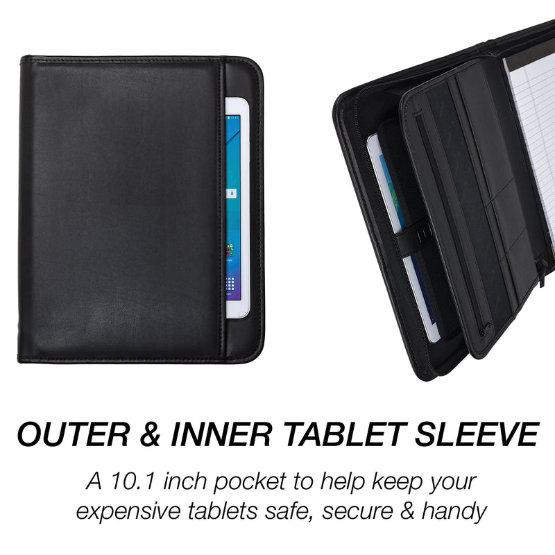 Samsill Professional Leather Padfolio/Notepad, Black (70820)