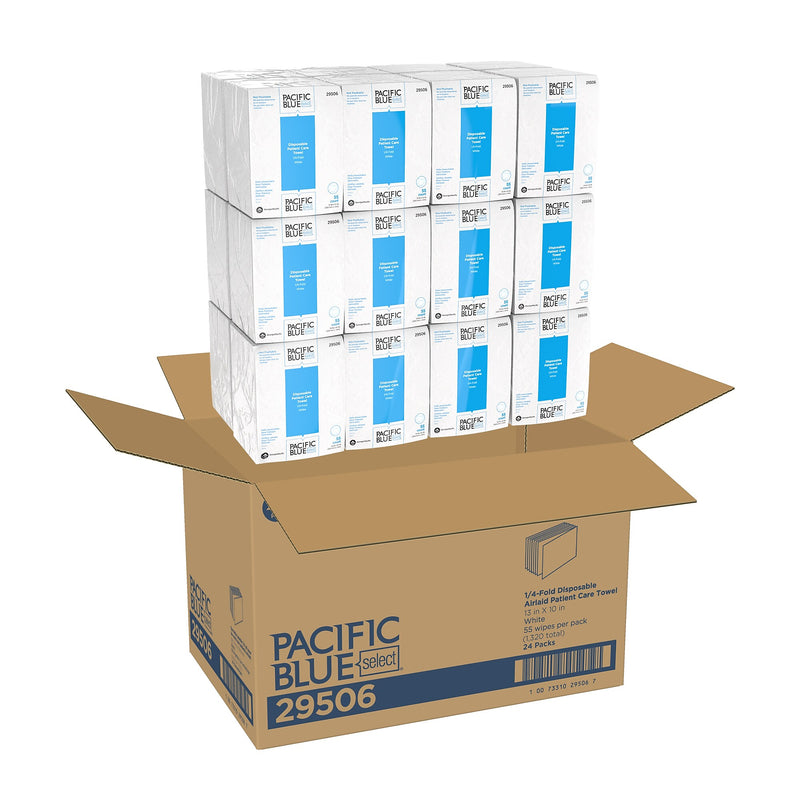 Pacific Blue Select Patient Care Single Fold Paper Towels, 1-ply, 55 Sheets/Pack, 24 Packs/Carton (29506)