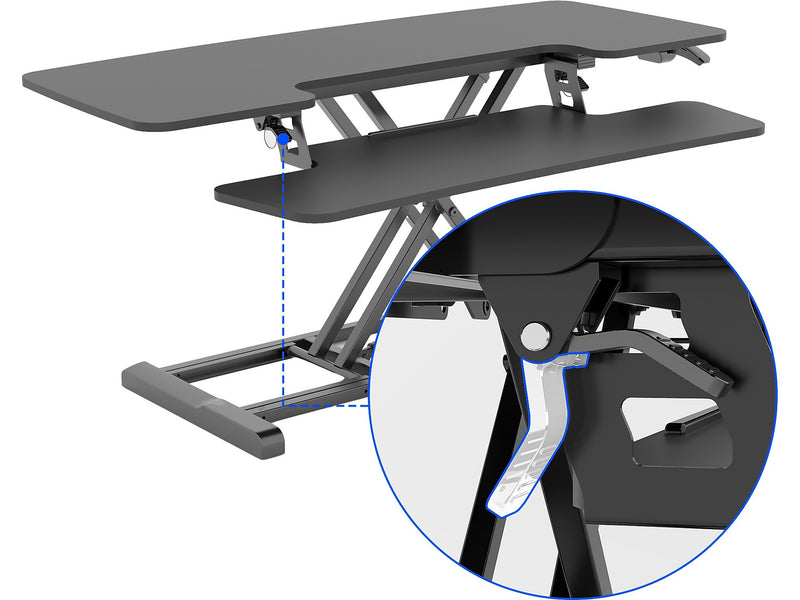 FlexiSpot M7 Series 42"W Manual Rectangular Adjustable Standing Desk Converter, Black (M7-E-42B)