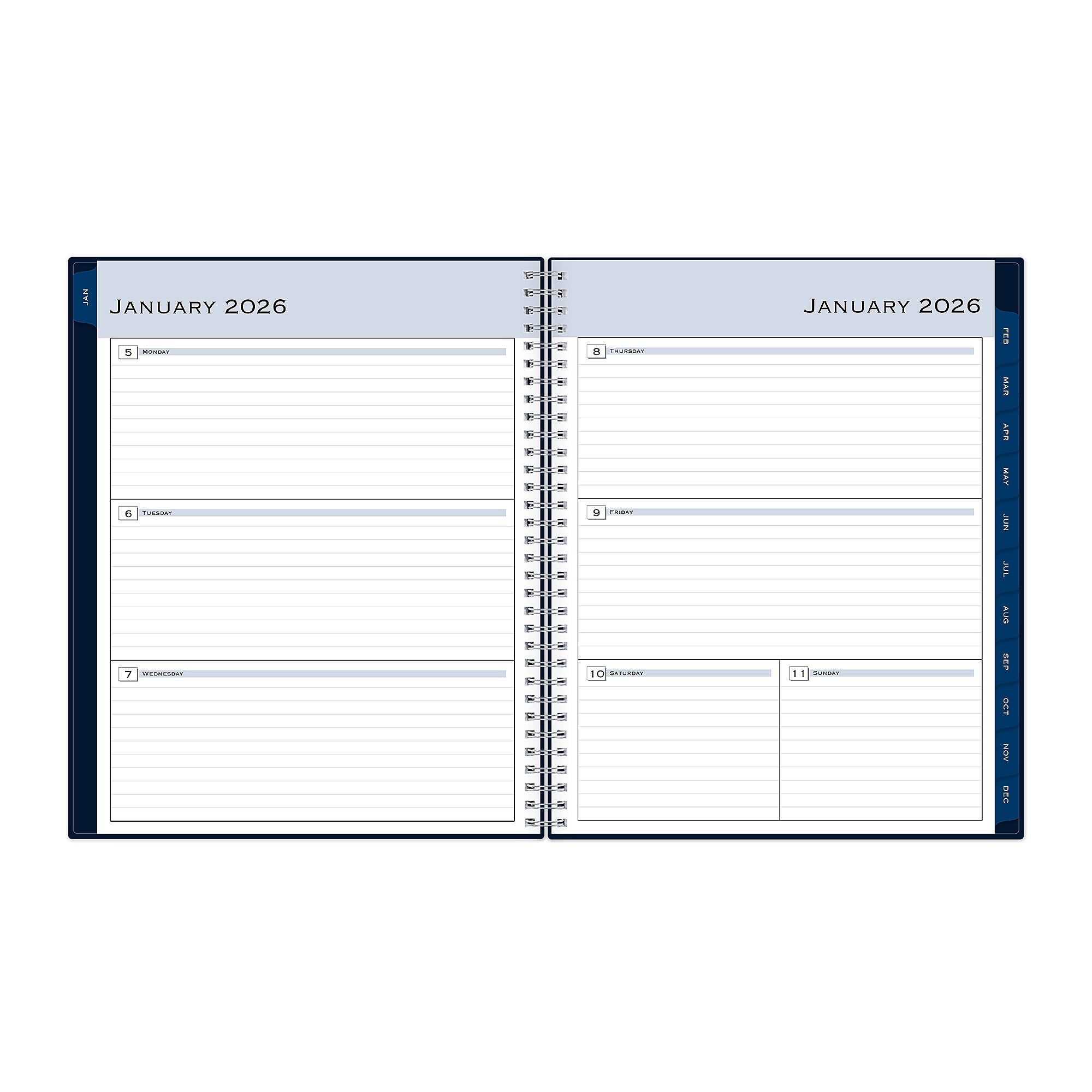 2026 Blue Sky Passages 8.5" x 11" Calendar Year Weekly & Monthly Planner, Faux Leather Cover, Navy (148659-26)