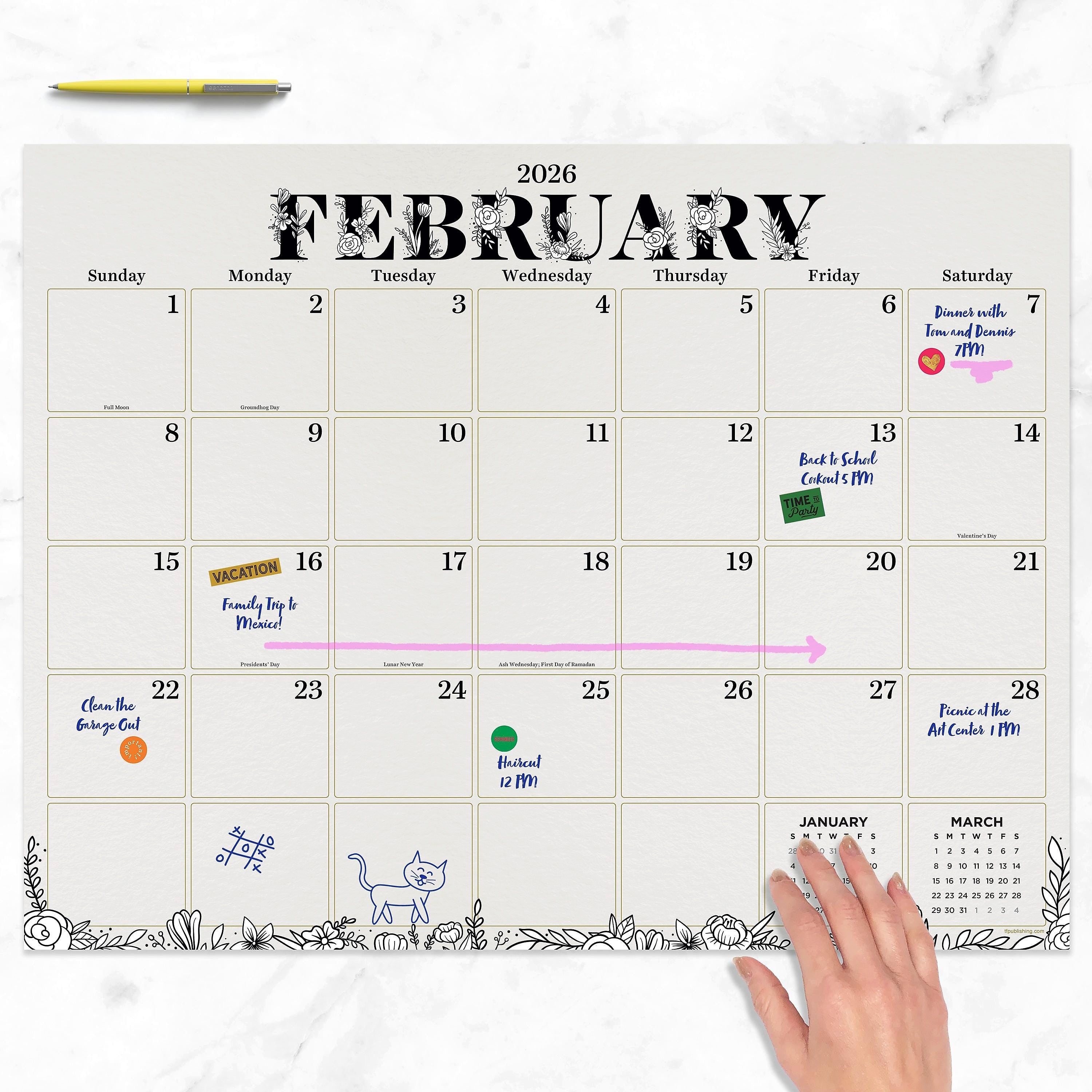 2026 TF Publishing 22" x 17" Monthly Desk Calendar, (26-8202)