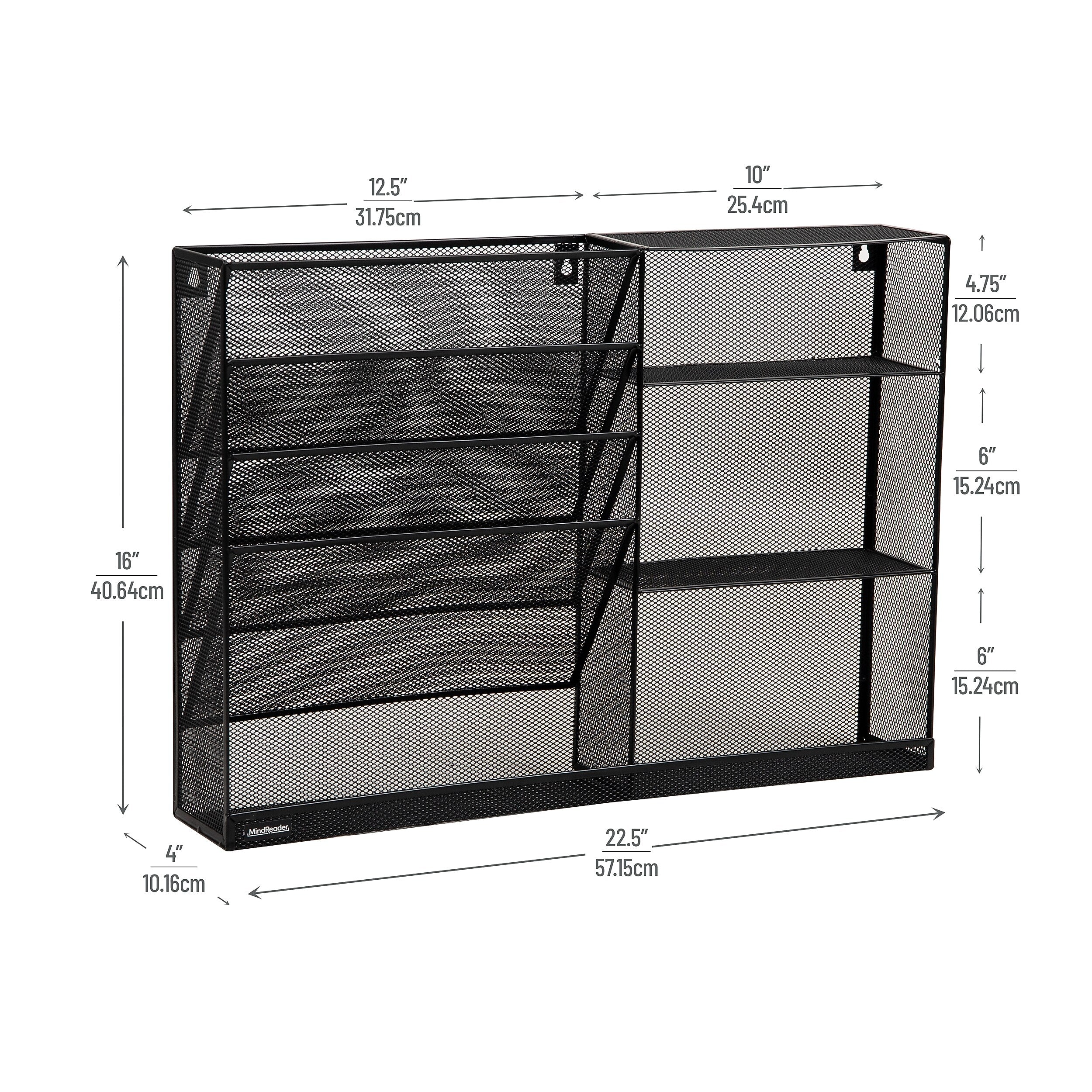Mind Reader 8-Compartment Stackable Metal Desk Organizer, Black (MAGSHELF-BLK)