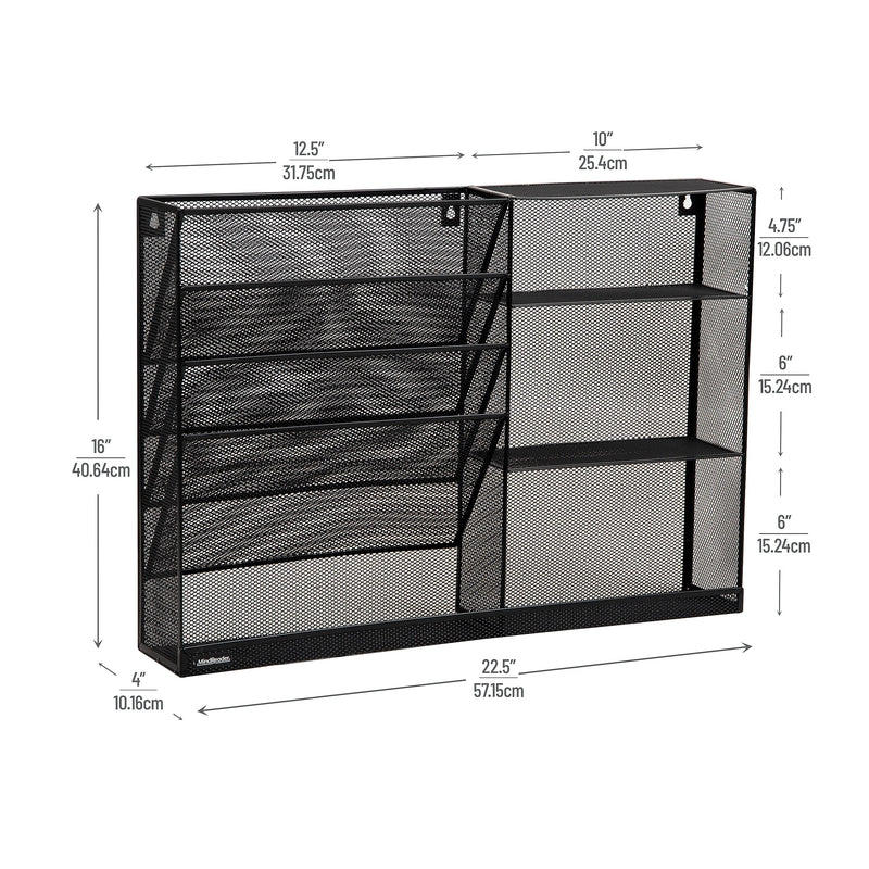 Mind Reader 8-Compartment Stackable Metal Desk Organizer, Black (MAGSHELF-BLK)