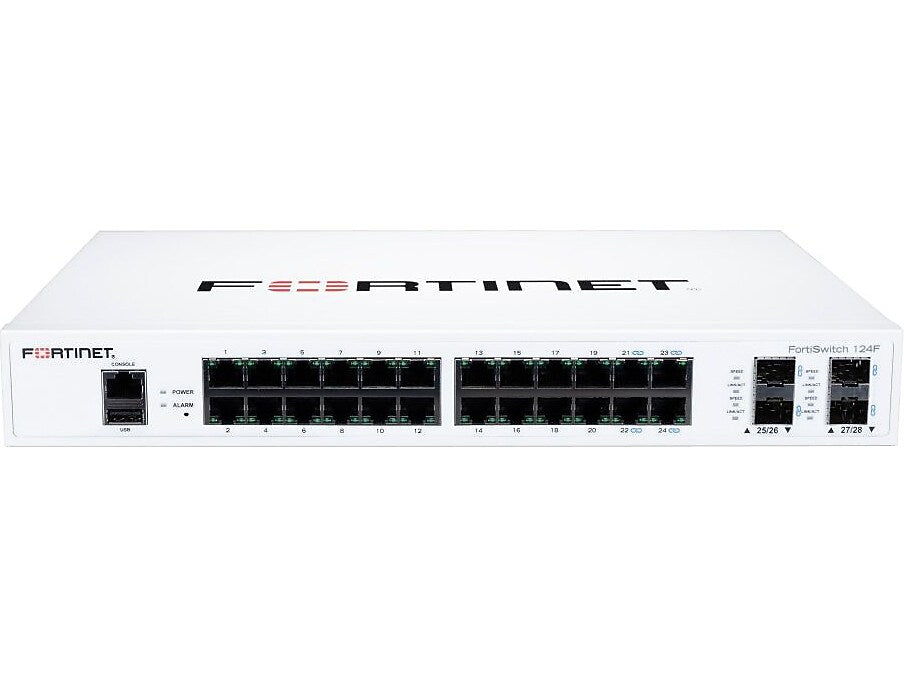 Fortinet FortiSwitch 24-Port 1GbE PoE Layer 2 Managed Switch, White (FS-124F-FPOE)