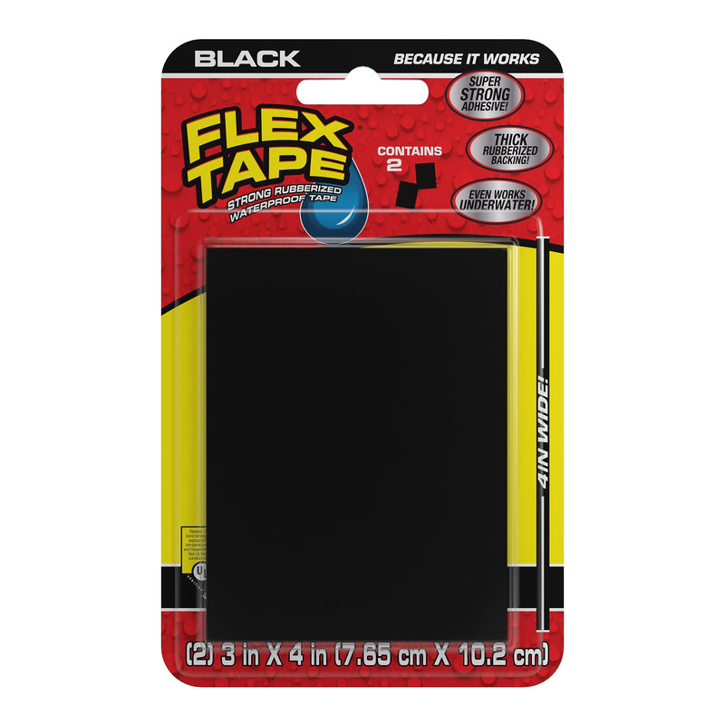Flex Seal Mini Strong Waterproof Tape, 3" x 4", Black, 8/Pack (TFSBLKMINI-8)