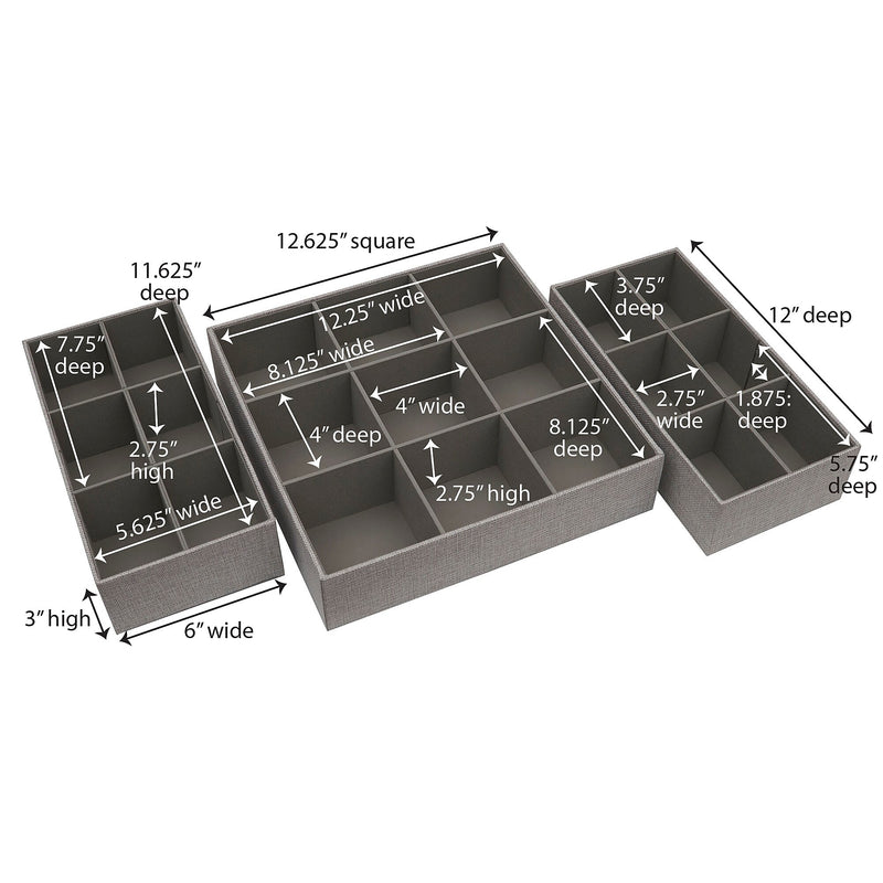 Household Essentials Drawer Organizers, Latte, 3/Pack (754-1)