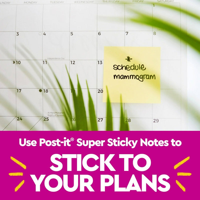 Post-it Super Sticky Notes, 4" x 6", Canary Collection, Lined, 90 Sheet/Pad, 5 Pads/Pack (6605SSCY)