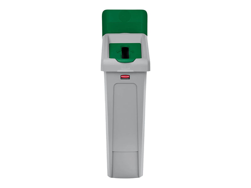 Rubbermaid Slim Jim Single-Stream Recycling Station, 23 Gallon, Gray/Green (2185054)