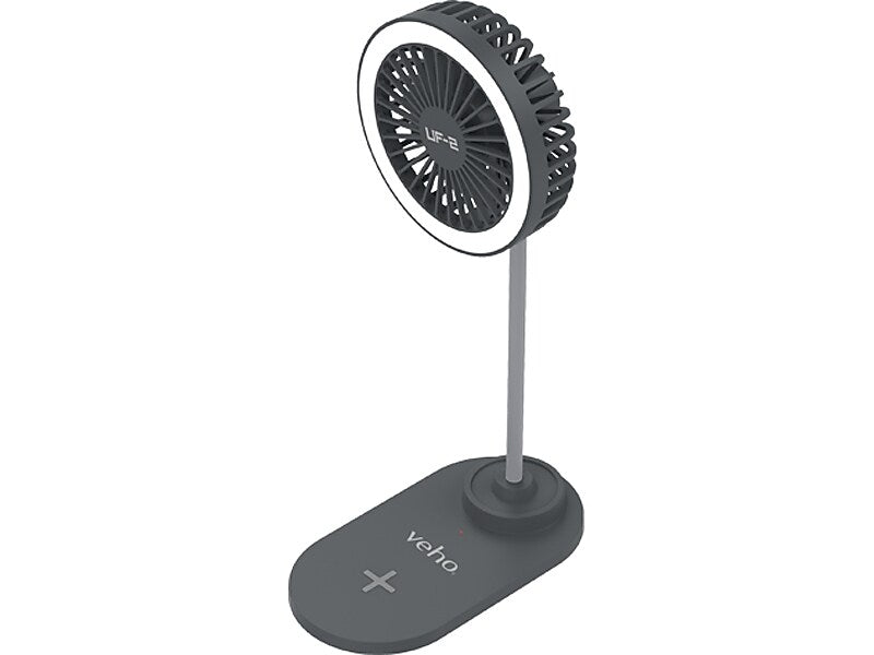 Veho UF-2 Wireless Charging Stand with Fan and LED Light, Gray (VUF-002-UF2)