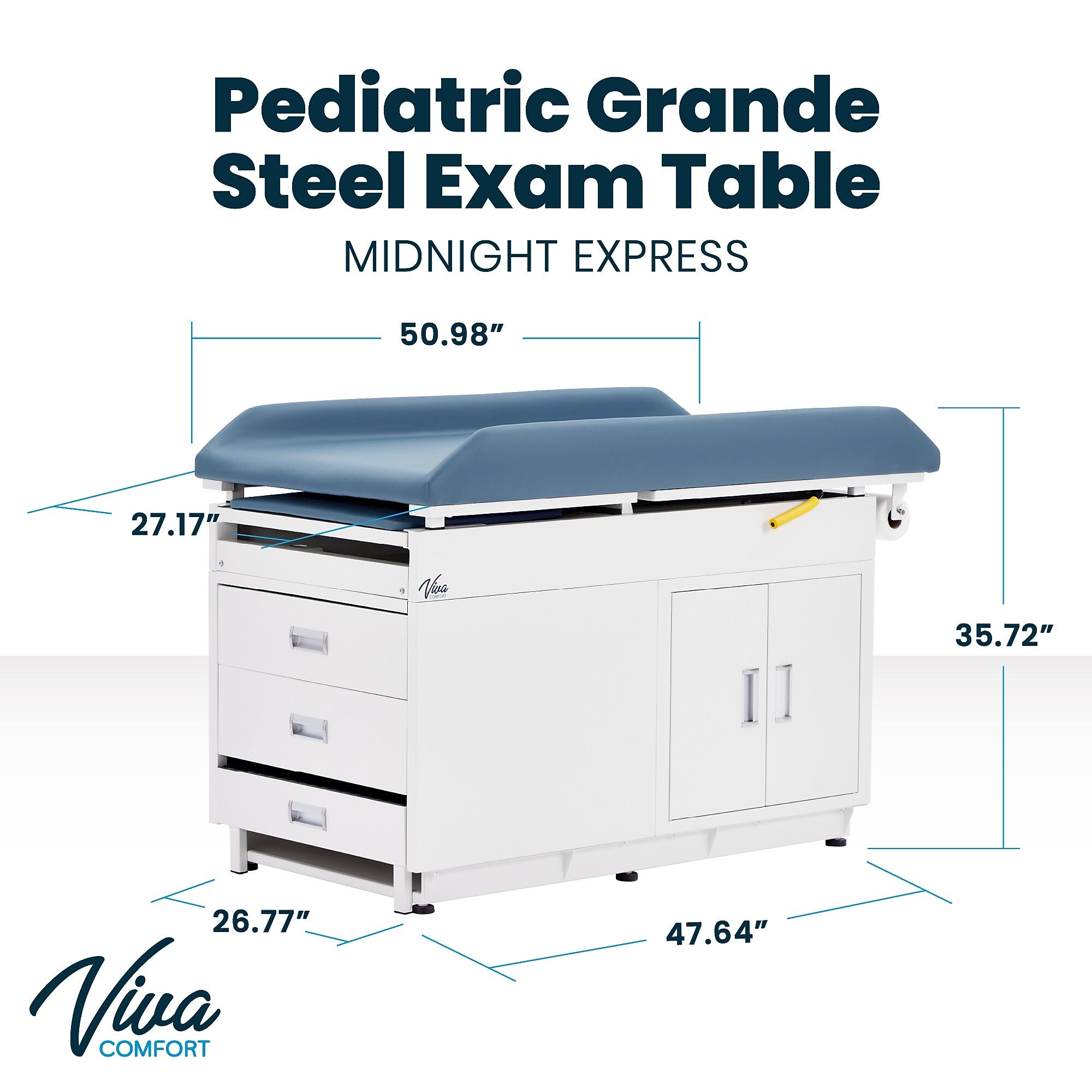 Viva Comfort Pediatric Exam Table with Step Stool & Storage, 500 lbs. Capacity, Blue (ADI996-09-PMB-BLU-MK)