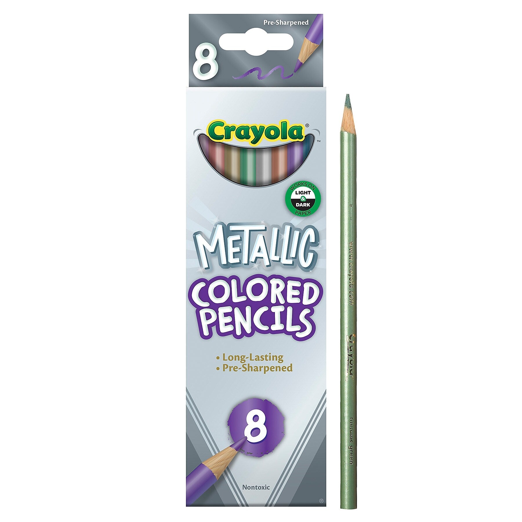 Crayola Metallic Colored Pencils, Assorted Colors, 8/Pack, 6 Packs/Bundle (BIN683708-6)
