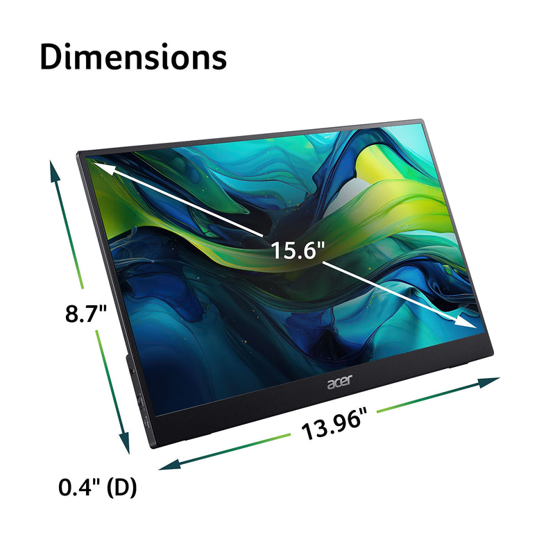 Acer PM161Q 15.6" 60 Hz LED Monitor, Black (UM.ZP1AA.A01)