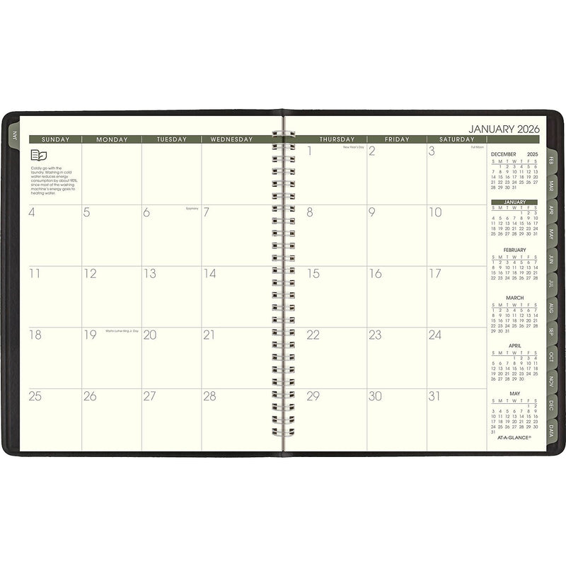 2026 AT-A-GLANCE Recycled 7" x 8.75" Weekly & Monthly Appointment Book, Faux Leather Cover, Black (70-951G-05-26)