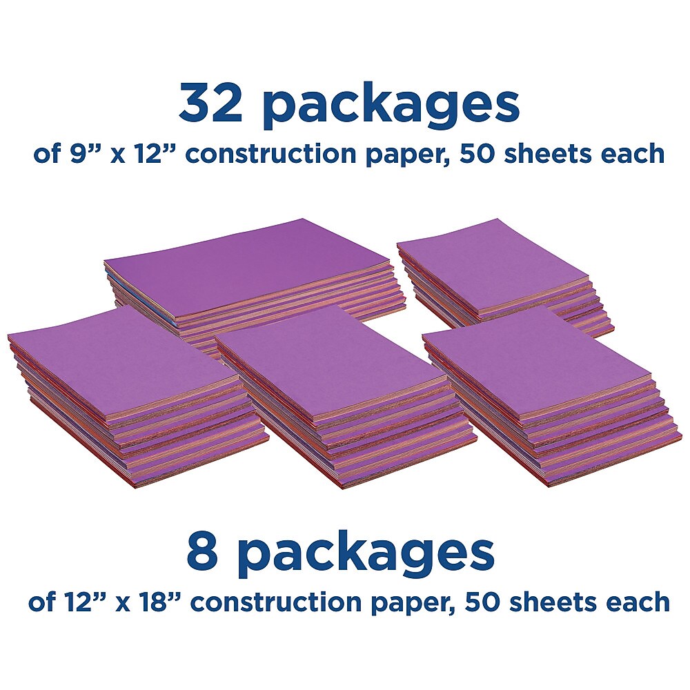 Pacon Tru-Ray 9" x 12" & 12" x 18" Construction Paper, Assorted Colors, 2,000 Sheets (P104120)