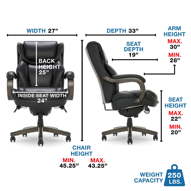 La-Z-Boy Harnett Ergonomic Faux Leather Swivel Executive Chair, Black (46253A)