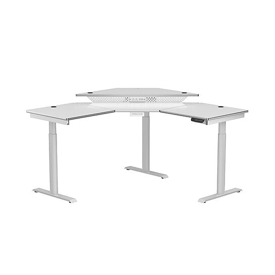VersaDesk PowerLift 60"W Electric Corner Adjustable Standing Desk, White (PLCSD6060-WW-APP)