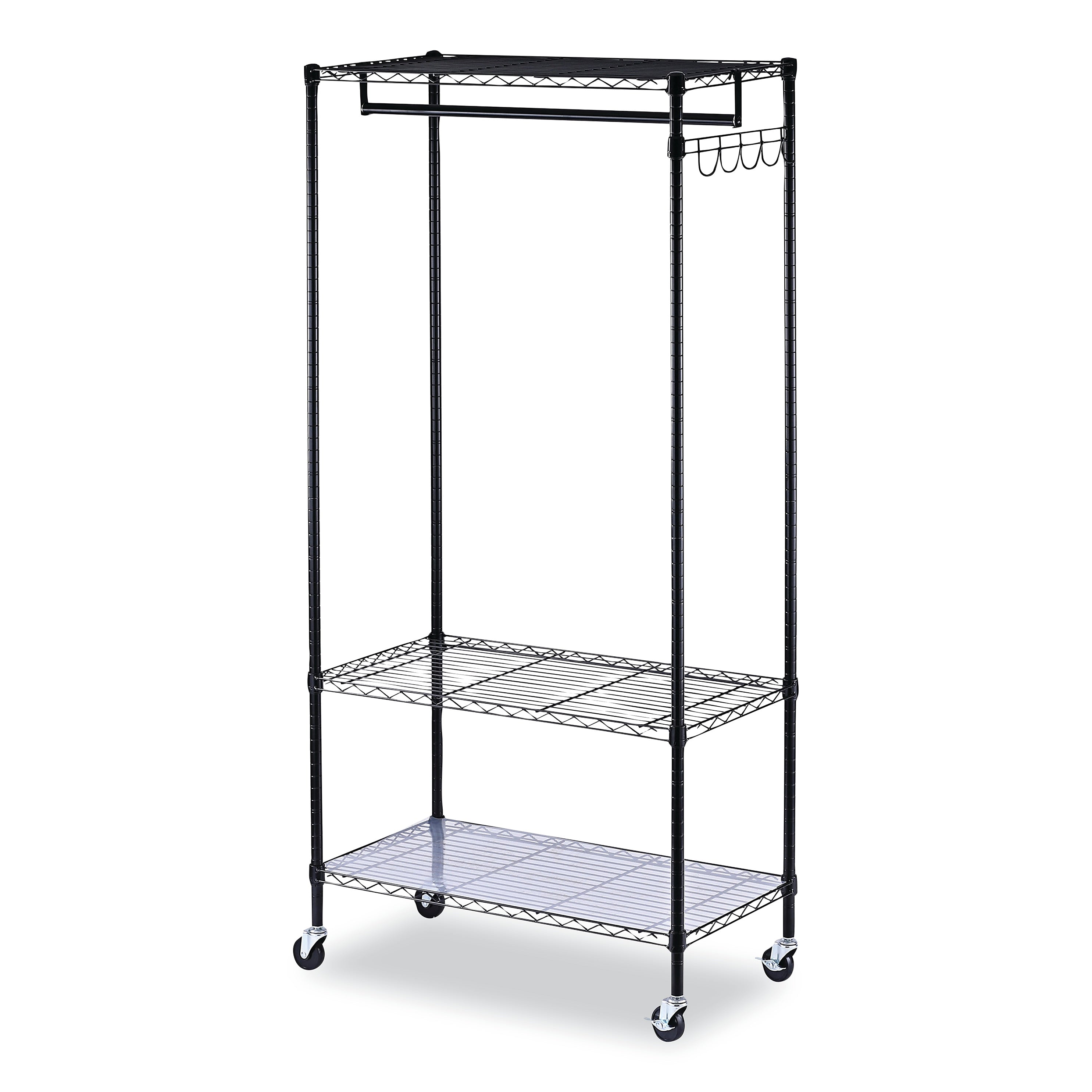 Alera® Wire Shelving Garment Rack, 30 Garments, 36w x 18d x 75h, Black