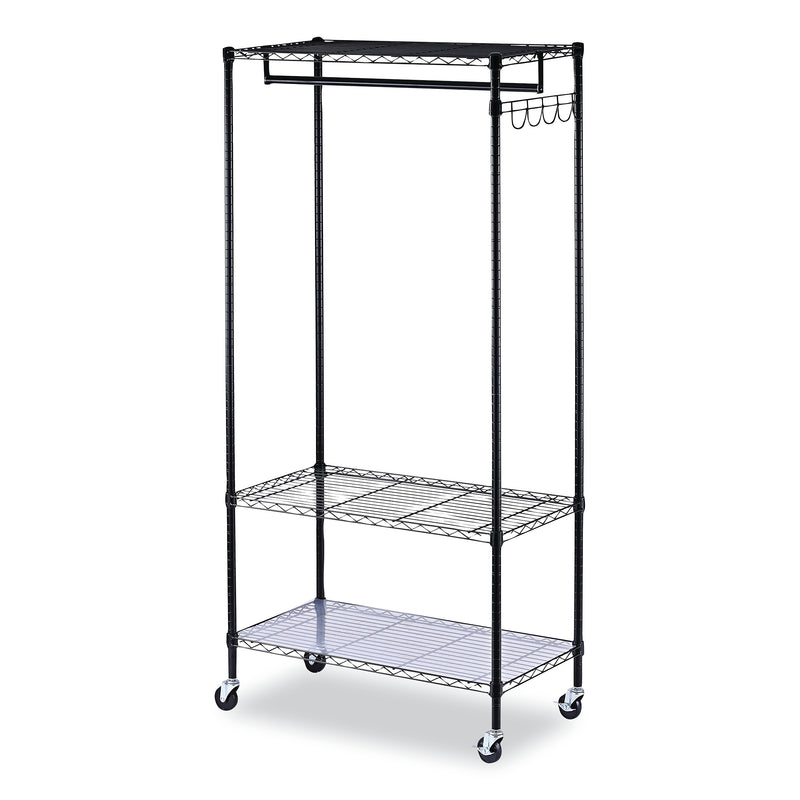 Alera® Wire Shelving Garment Rack, 30 Garments, 36w x 18d x 75h, Black