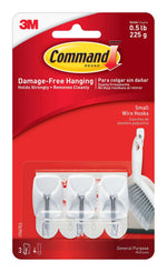Command Small Wire Hooks, 0.5 lb., White, 3/Pack (17067ES)