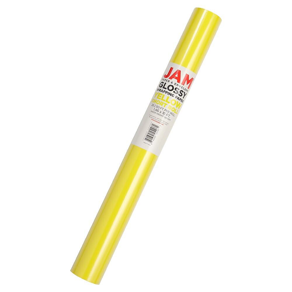 JAM Paper Short Mini Roll Wrapping Paper, 26.3 sq. ft., Yellow, 2/Pack(165S25263yeg)