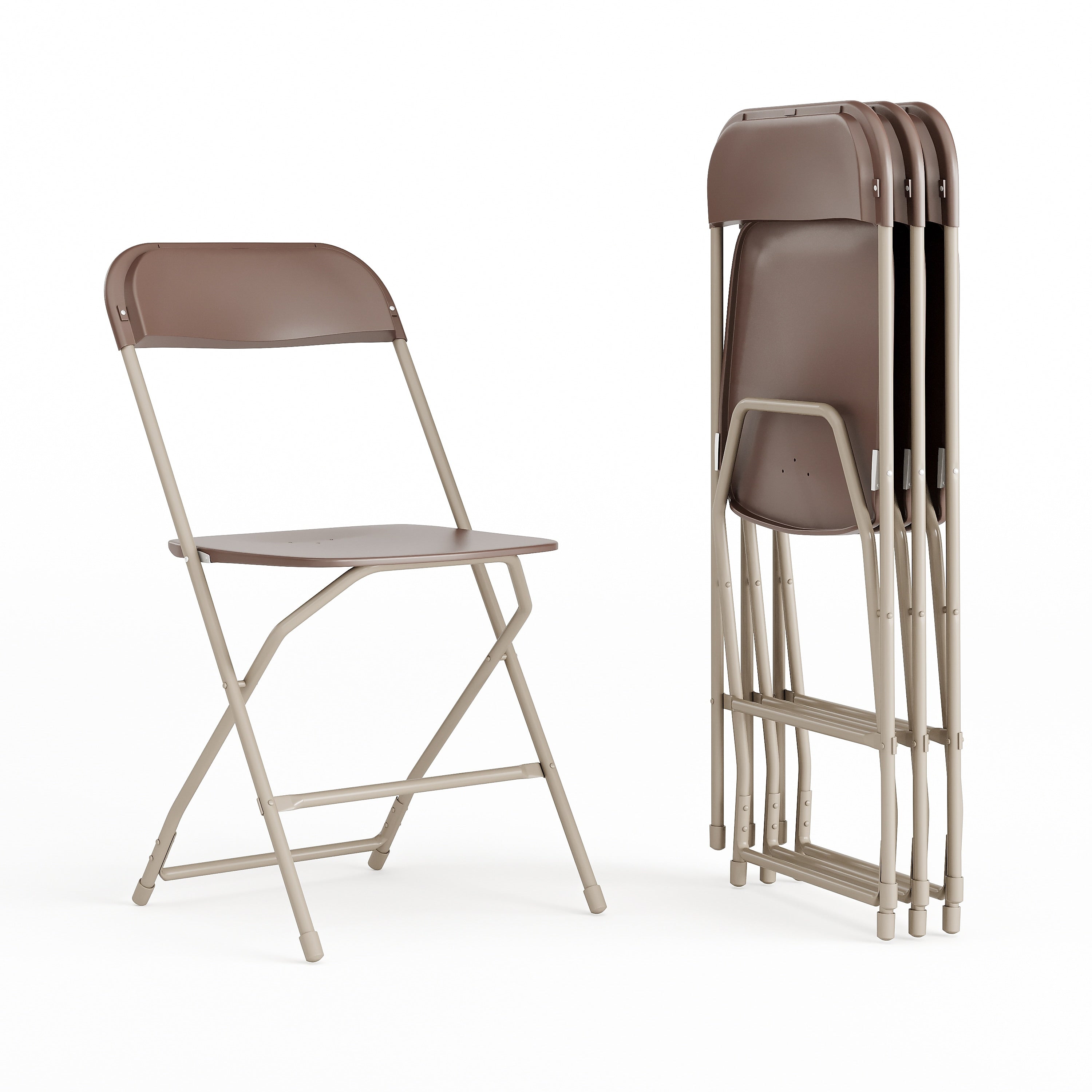 Flash Furniture HERCULES™ Plastic Armless Folding Chair, Premium Brown, 4/Pack