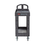 Rubbermaid Mobile 2-Lipped Shelf Utility Cart with Swivel Wheels, Black (FG450088BLA)