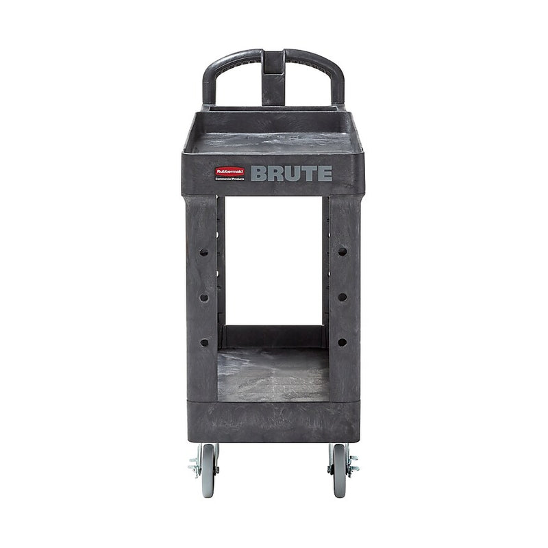 Rubbermaid Mobile 2-Lipped Shelf Utility Cart with Swivel Wheels, Black (FG450088BLA)