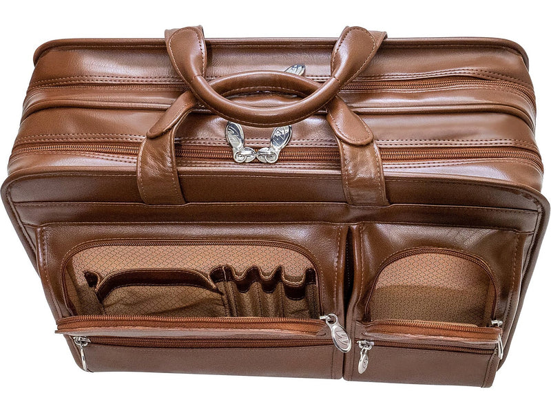 McKlein Hubbard Leather Briefcase, Laptop Compatible, Brown (88434)