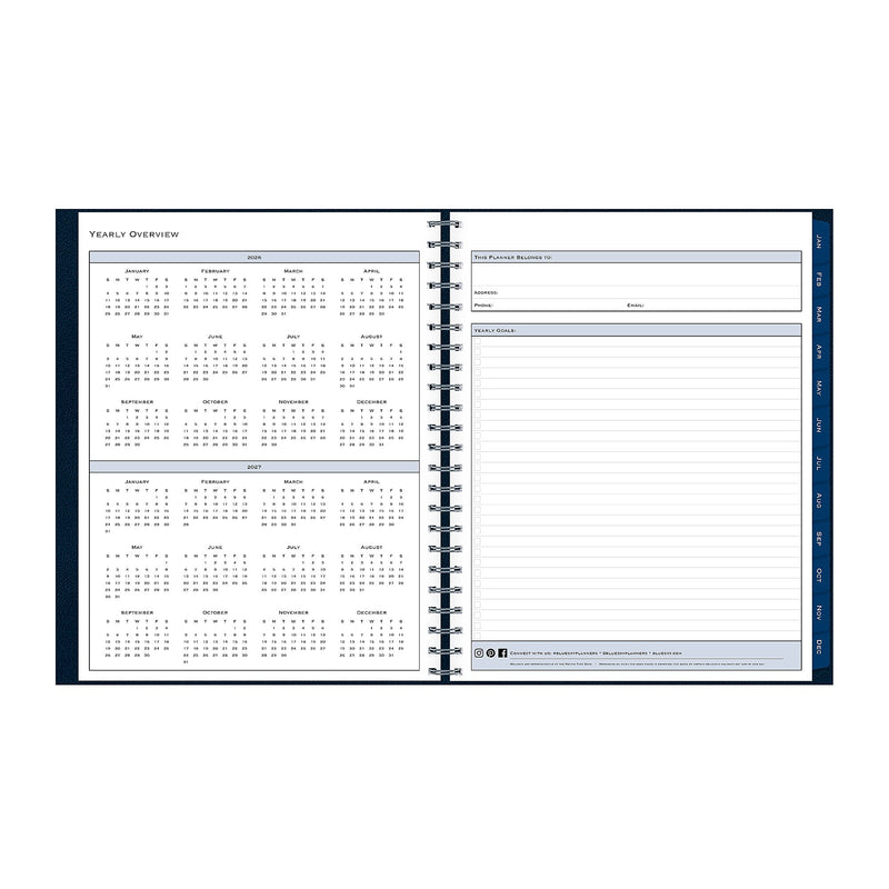 2026 Blue Sky Passages 8.5" x 11" Calendar Year Weekly & Monthly Planner, Faux Leather Cover, Navy (148658-26)