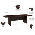 Bush Business Furniture 96W x 42D Boat Shaped Conference Table with Wood Base, Mocha Cherry (99TB9642MRK)