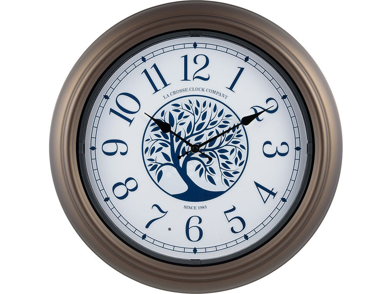 La Crosse Technology Indoor/Outdoor Lighted Dial Analog Quartz Wall Clock, 18"Dia. (403-3246BR)