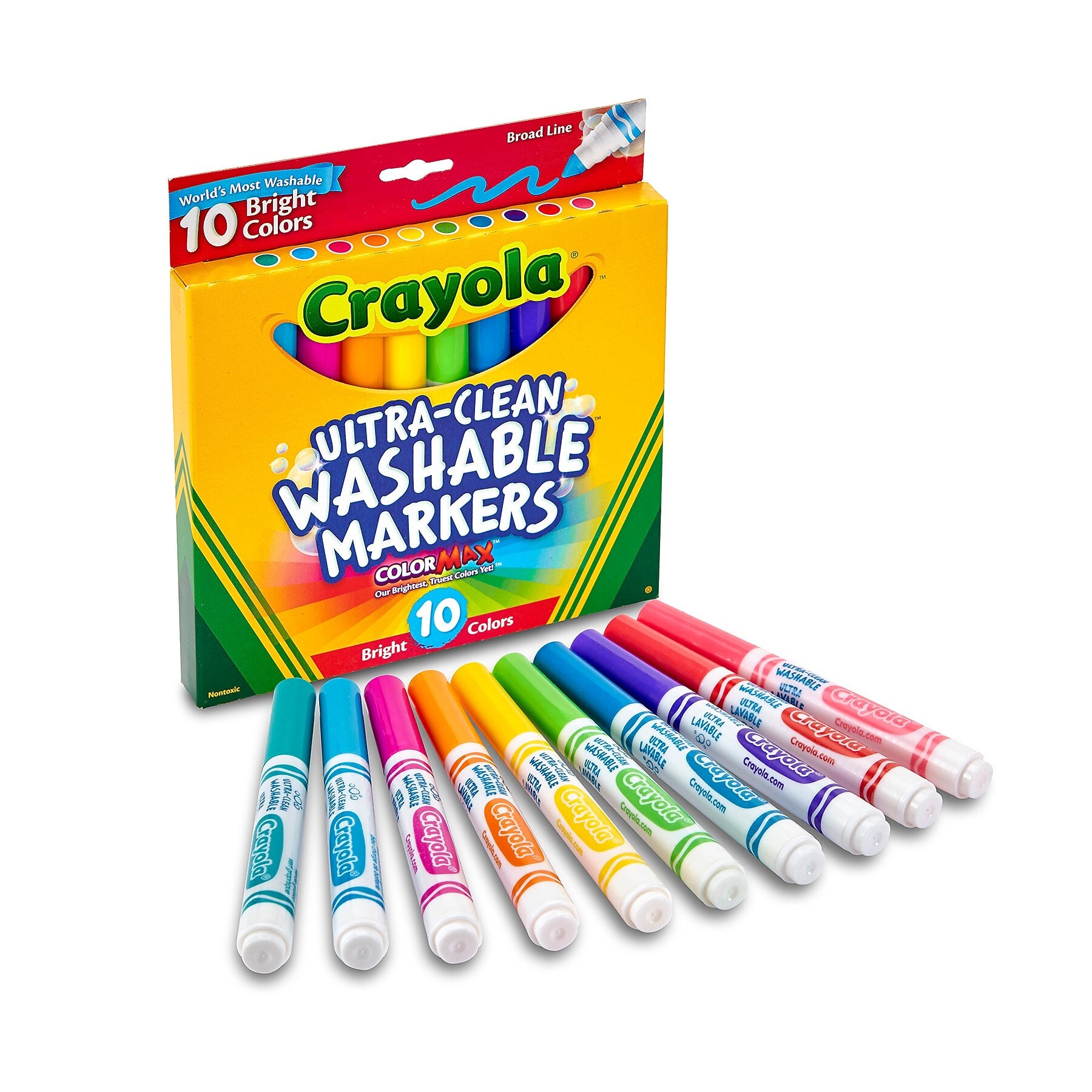 Crayola ColorMax Washable Water Based Kids Marker, Broad Tip, Assorted Colors, 10/Pack, 6 Packs/Bundle (BIN587855-6)