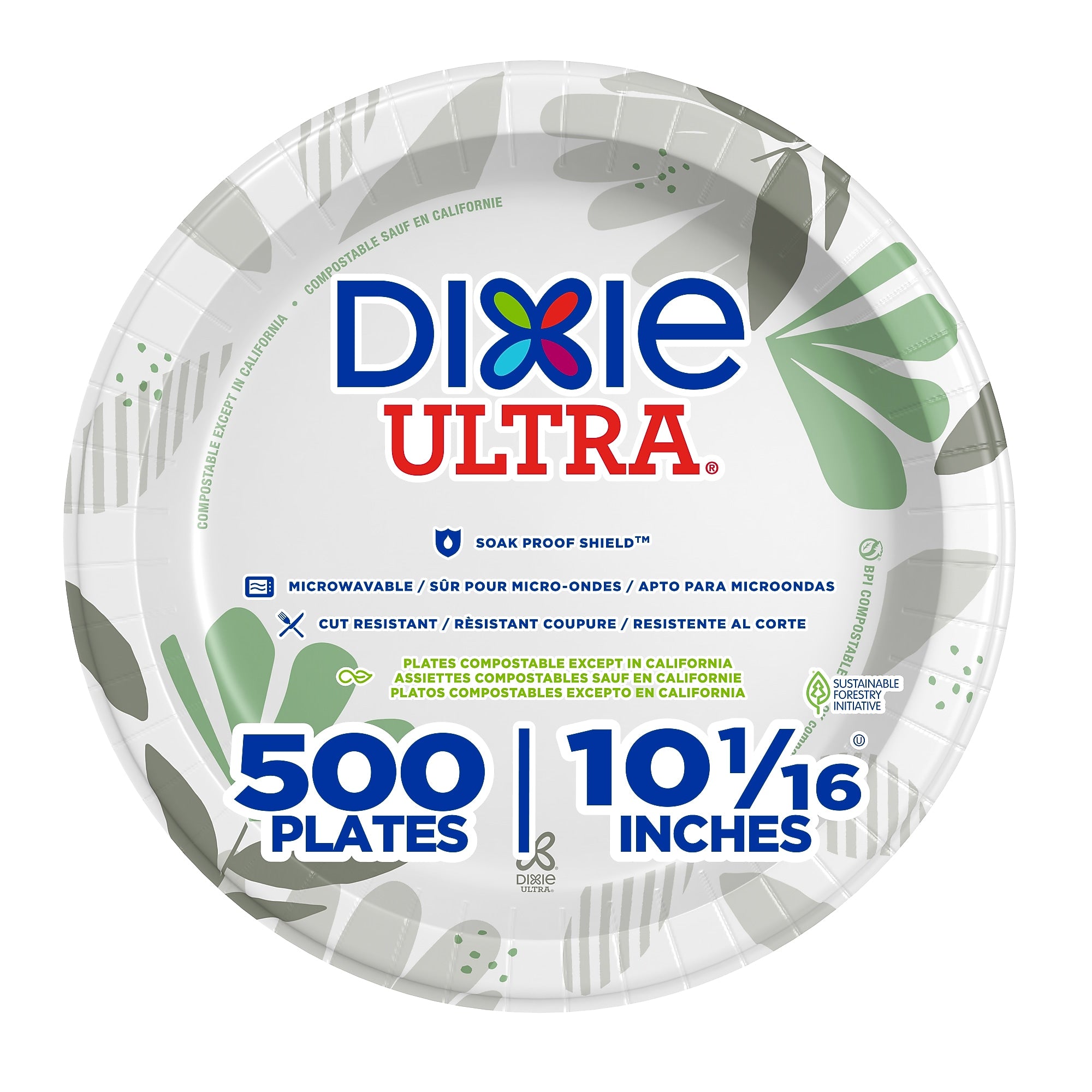 Dixie Ultra Pathways 10" Paper Plates, Multicolor, 500/Carton (SXP10PATH)