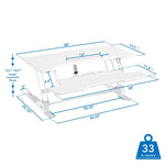 Mount-It! 38"W Electric Rectangular Adjustable Standing Desk Converter, White (MI-8012)