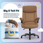 Serta Torrington Ergonomic Polyurethane Big & Tall Chair, 400 lb. Capacity, Light Tan (52399-TAN)