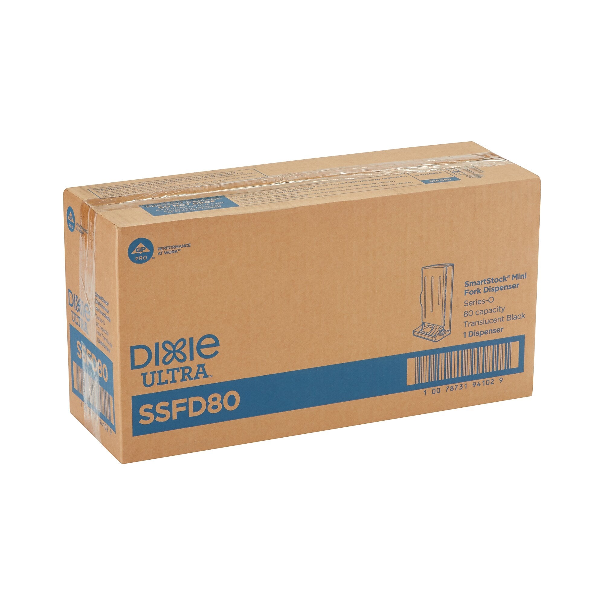 Dixie Ultra SmartStock Mini Polystyrene Medium Weight Fork Dispenser by GP PRO, 80 Fork Capacity, Black (SSFD80)