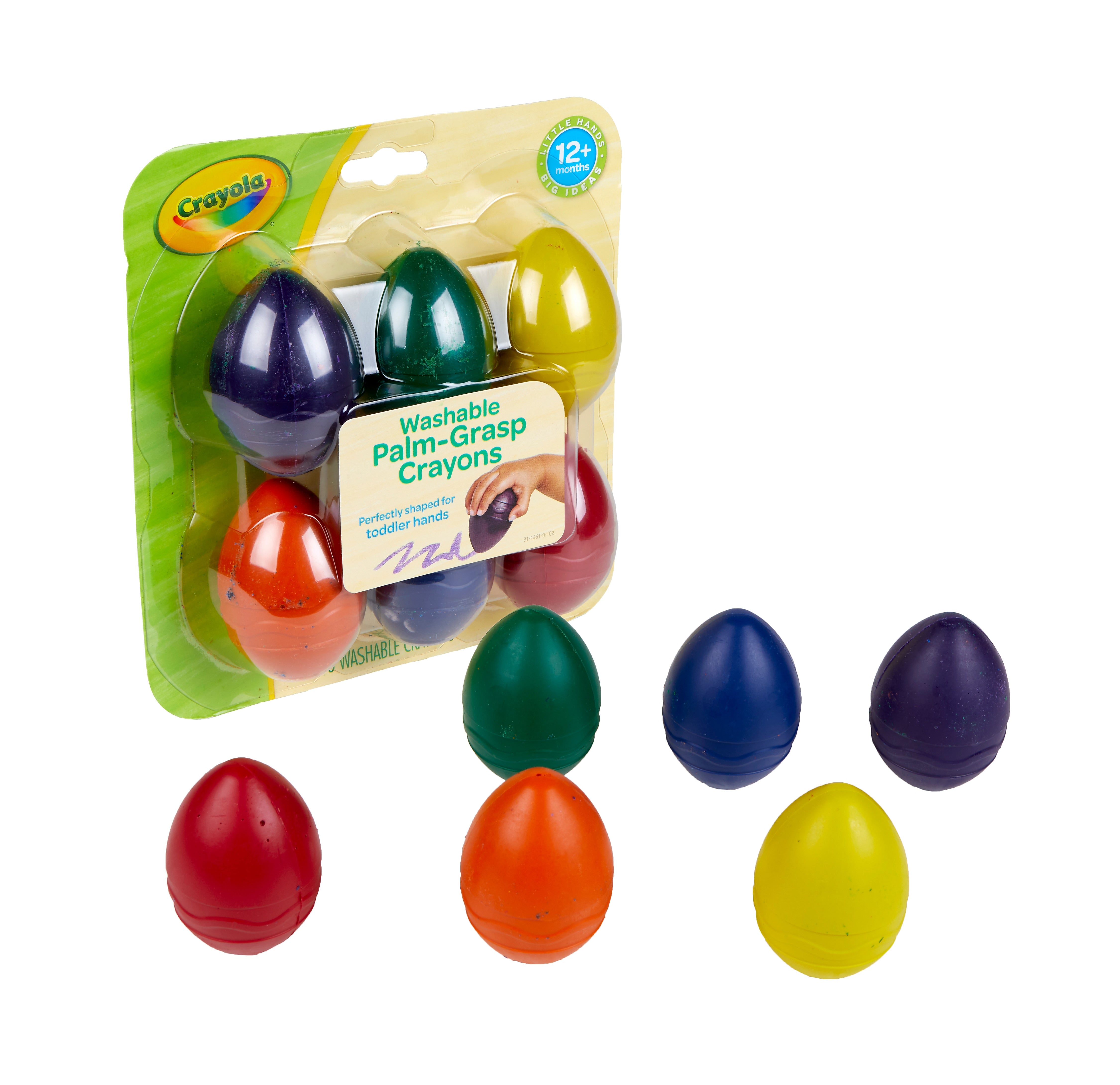 My First Crayola Washable Palm Grasp Crayons, 6/Pack (81-1451)