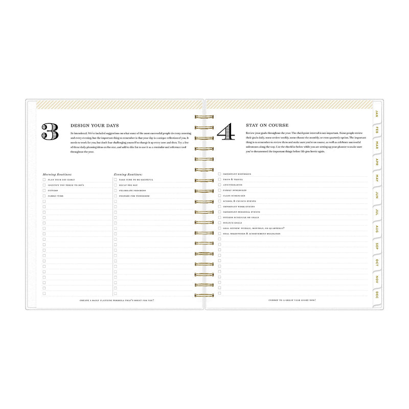 Planning Calendar DD Rugby Stripe Navy Frosted PP 8x10 RY26 Daily/Mthly Safety Wirebound -