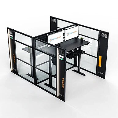 VersaDesk WorkNest 66"H x 81"W 2 Person H-Shaped Cubicle Panel Workstation, Black (WNCH-7296-B)