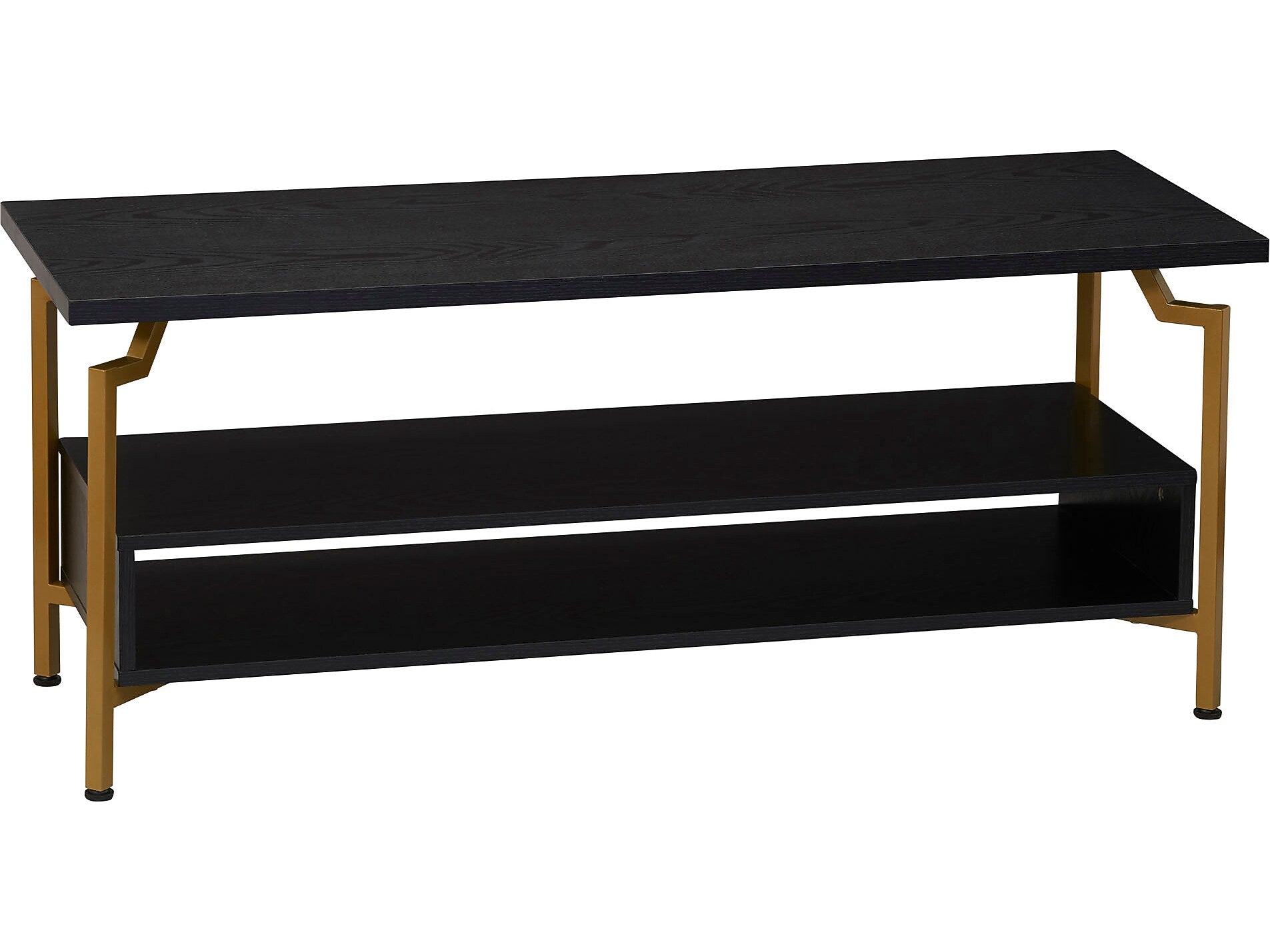 Household Essentials Crown Console TV Stand, Screens up to 50", Black Oak/Gold (8241-1)