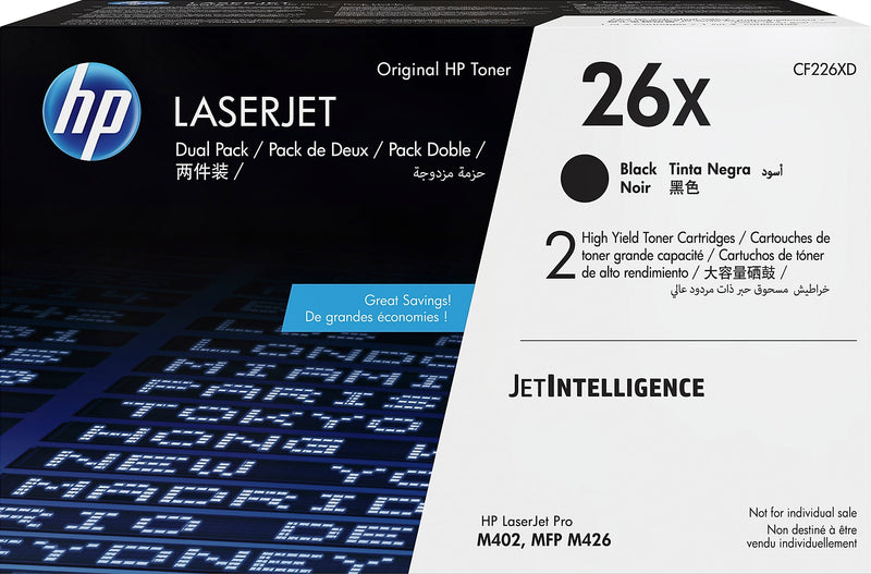 HP 26X Black High Yield Toner Cartridge, Prints Up to 9,000 Pages (CF226XD)