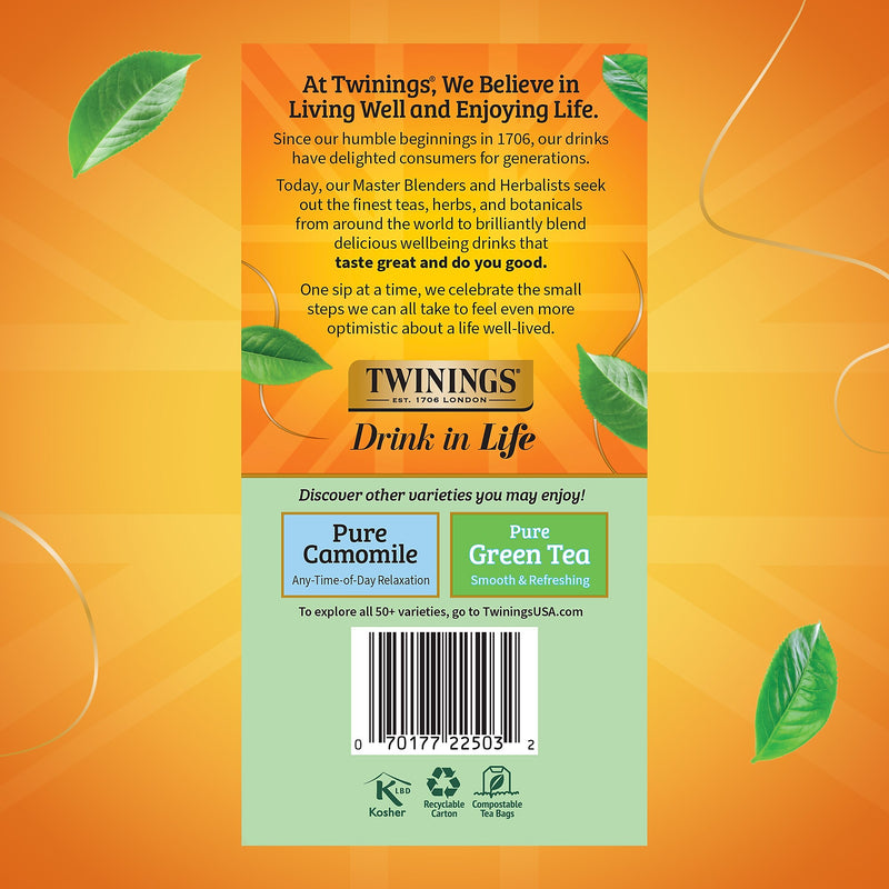 Twinings Decaf Pure Peppermint Herbal Tea Bags, 3.53 oz., 50/Box (TNA53650)