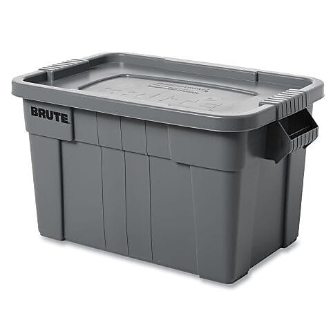 Rubbermaid Commercial BRUTE Tote with Lid, 14 gal, 27.5" x 16.75" x 10.75", Gray (9S30GRAEA)