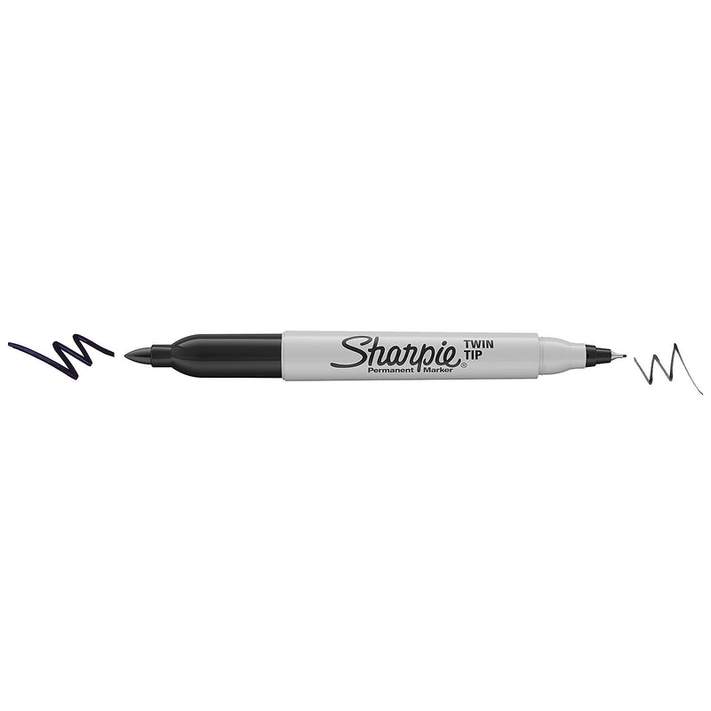 Sharpie Permanent Markers, Twin Tip, Black, 4/Pack (32175)