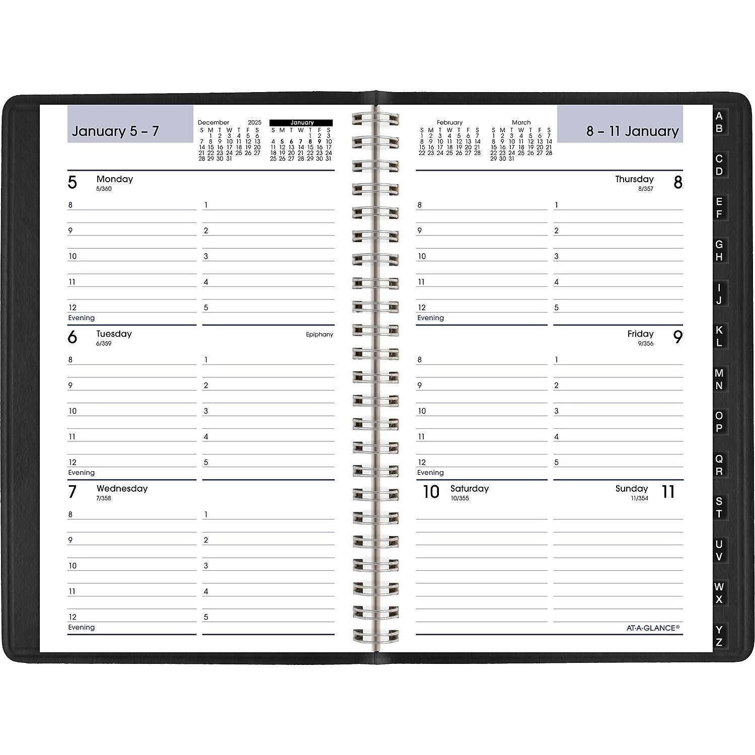 2026 AT-A-GLANCE DayMinder 5" x 8" Weekly Appointment Book, Faux Leather Cover, Black (G210-00-26)