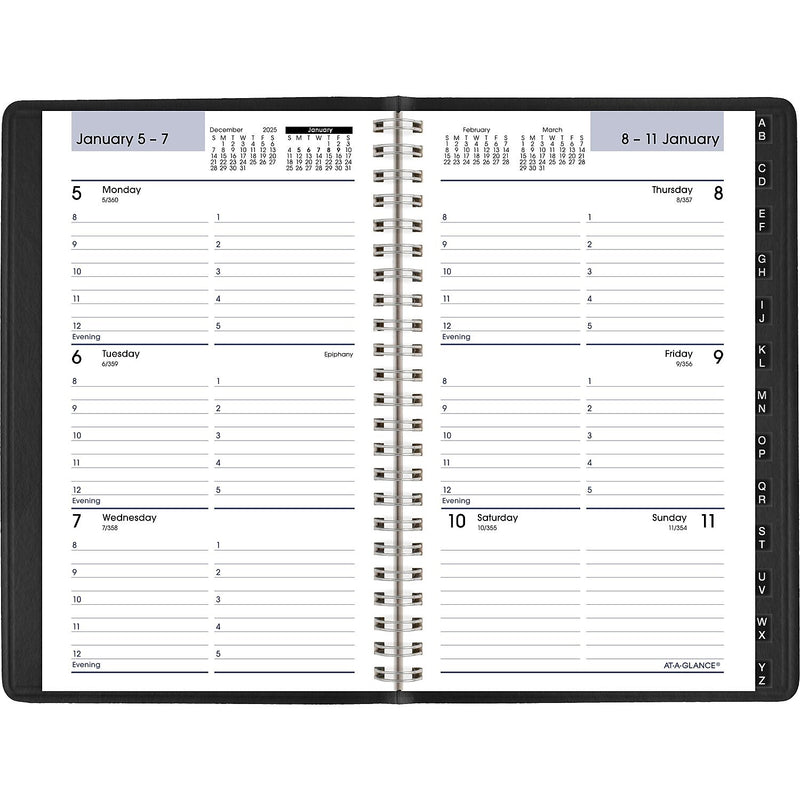 2026 AT-A-GLANCE DayMinder 5" x 8" Weekly Appointment Book, Faux Leather Cover, Black (G210-00-26)