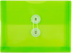 JAM Paper Premium Plastic Filing Envelope with Button & String Closure, Lime Green, 3/Pack (920B1LIX3)